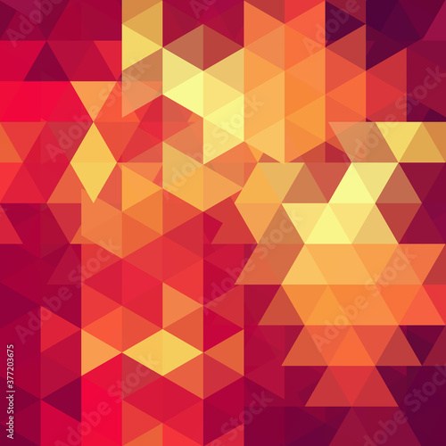 Abstract mosaic background. Triangle geometric background. Design elements. Vector illustration. Yellow, orange, red colors.