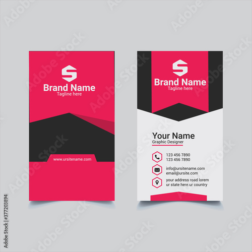 Creative and Clean Double-sided Vertical Modern and Flat Business Card Design Template-Vector