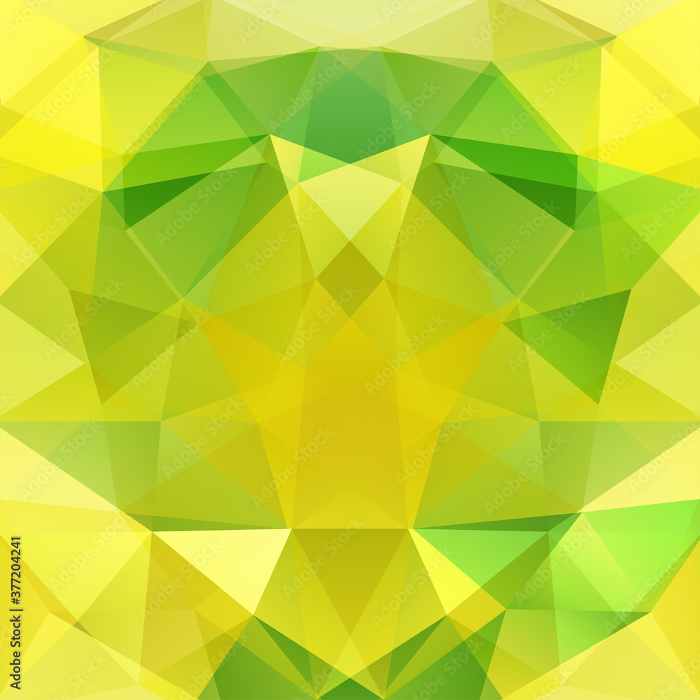 Fototapeta premium Geometric pattern, polygon triangles vector background in yellow, green  tones. Illustration pattern