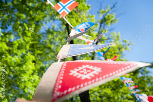 garland of flags on 17 May.