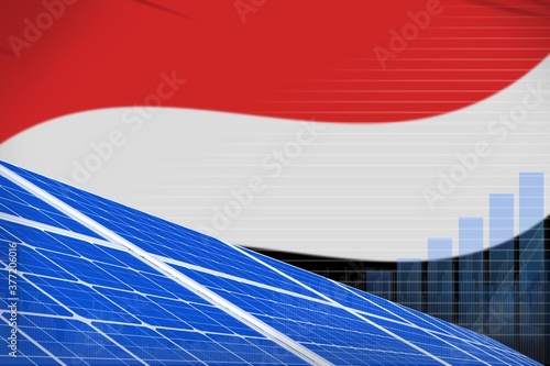 Yemen solar energy power digital graph concept - modern natural energy industrial illustration. 3D Illustration