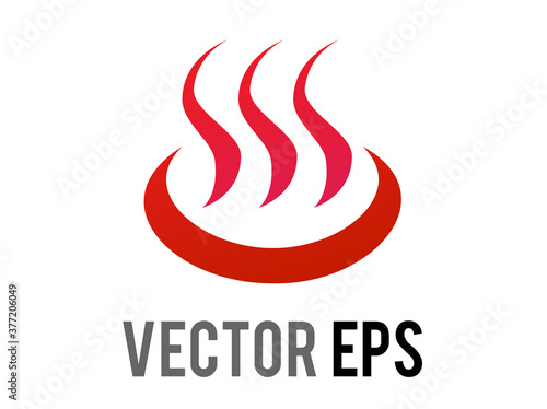 Vector red hot springs emoji icon with steam rising from circular tub