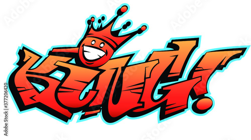 Vector king word lettering in urban graffiti style in customizable colors