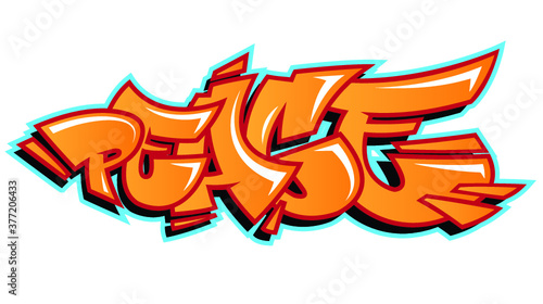 Vector peace word lettering in urban graffiti style in customizable colors