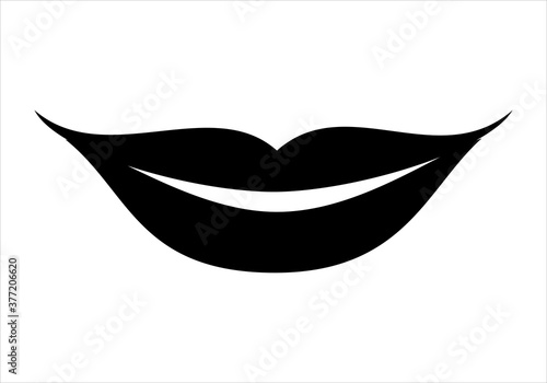 Labios con sonrisa en blanco y negro 