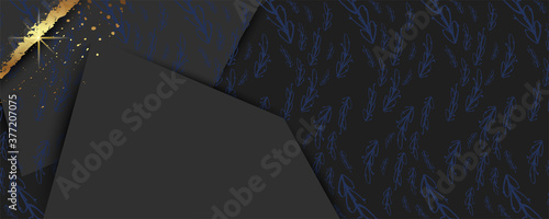 Abstract art gold design black background universal dressing luminous shiny color golden