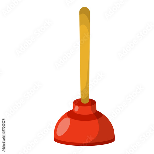 Red Plunger. Plumber tool. Cartoon flat illustration. Drain cleaner