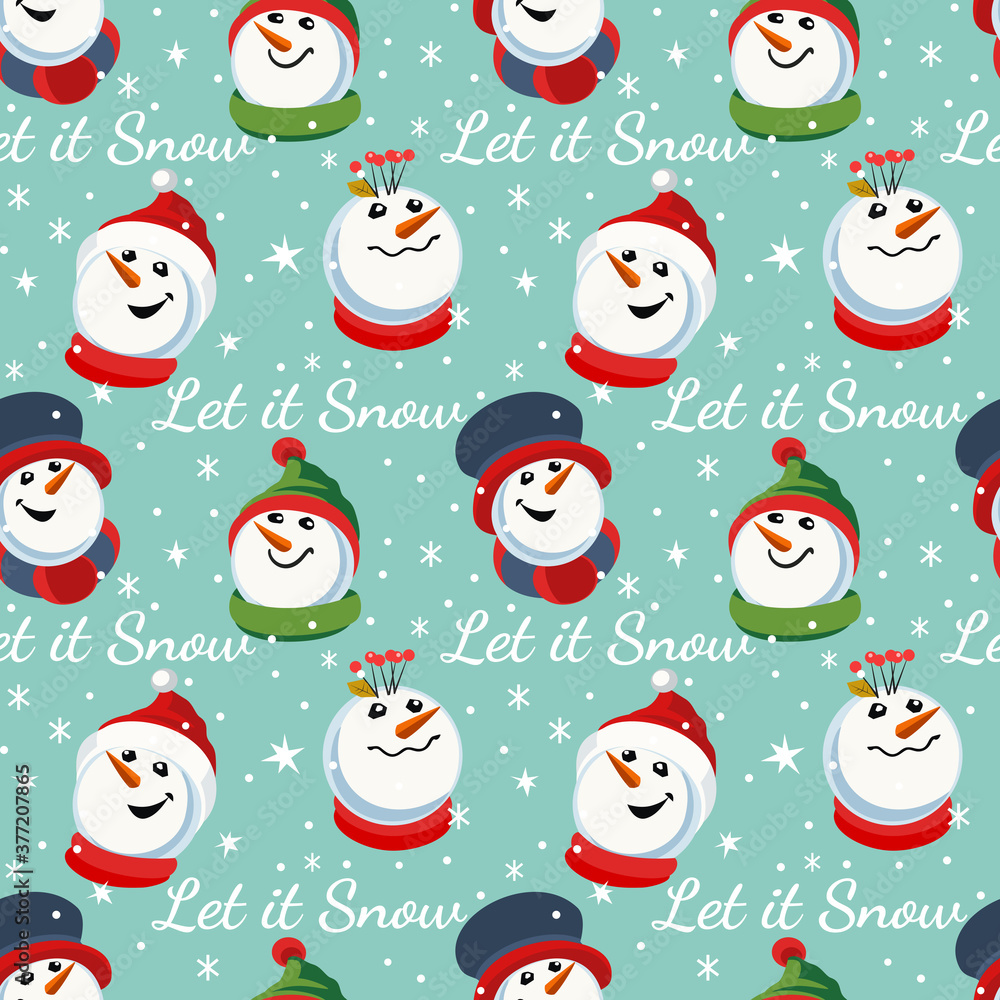 Cute snowman hand drawn vector seamless pattern Cute snowman hand drawn vector seamless pattern