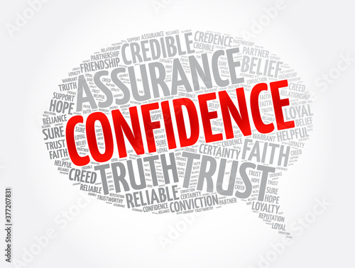 Confidence message bubble word cloud collage, concept background