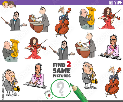 find two same musicians educational task for children