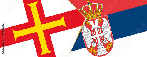 Guernsey and Serbia flags, two vector flags.