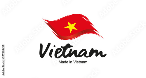 Made in Vietnam handwritten flag ribbon typography lettering logo label banner