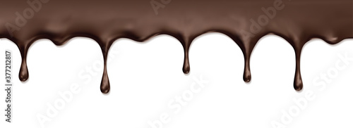 Fototapeta Naklejka Na Ścianę i Meble -  Dripping Melted Chocolate. Realistic 3d vector illustration of liquid chocolate.
