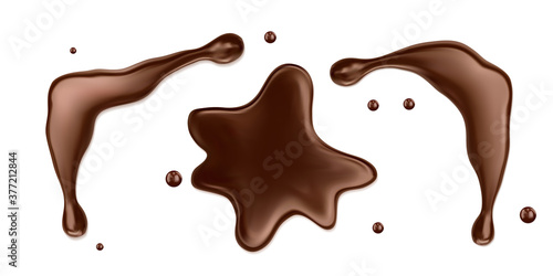Chocolate drops isolated on white background. Vector realistic