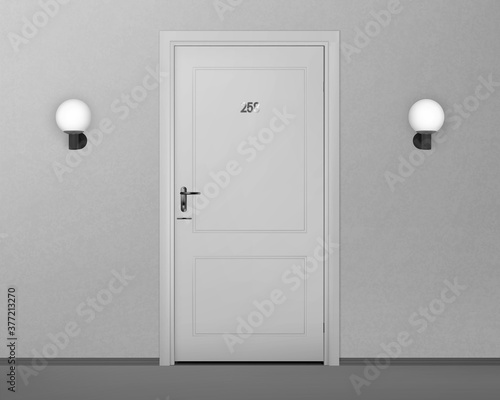 Hotel door number, close up image . Vector illustration