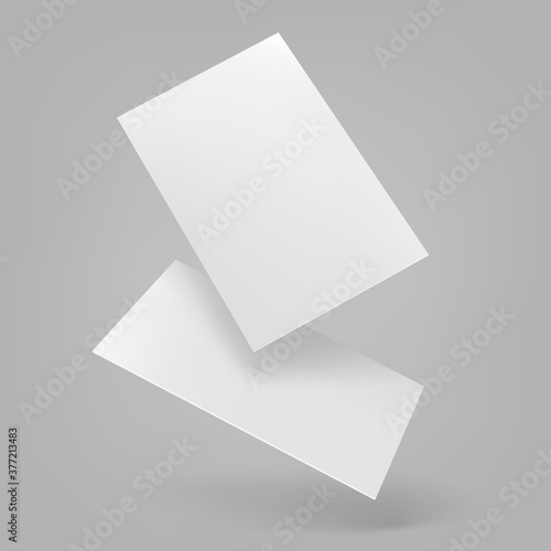 Realistic floating business branding cards template mockup with shadows. Vector illustration