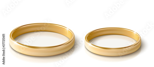 Golden ring isolated on white background. Vector realistic