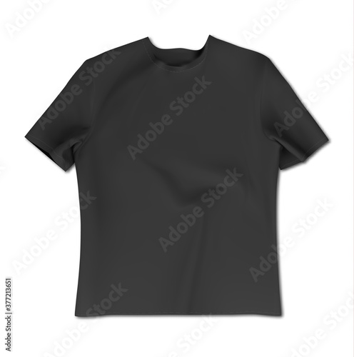 Men's black t-shirt with short sleeve mockup. Front view. Vector template. Isolated on white background.