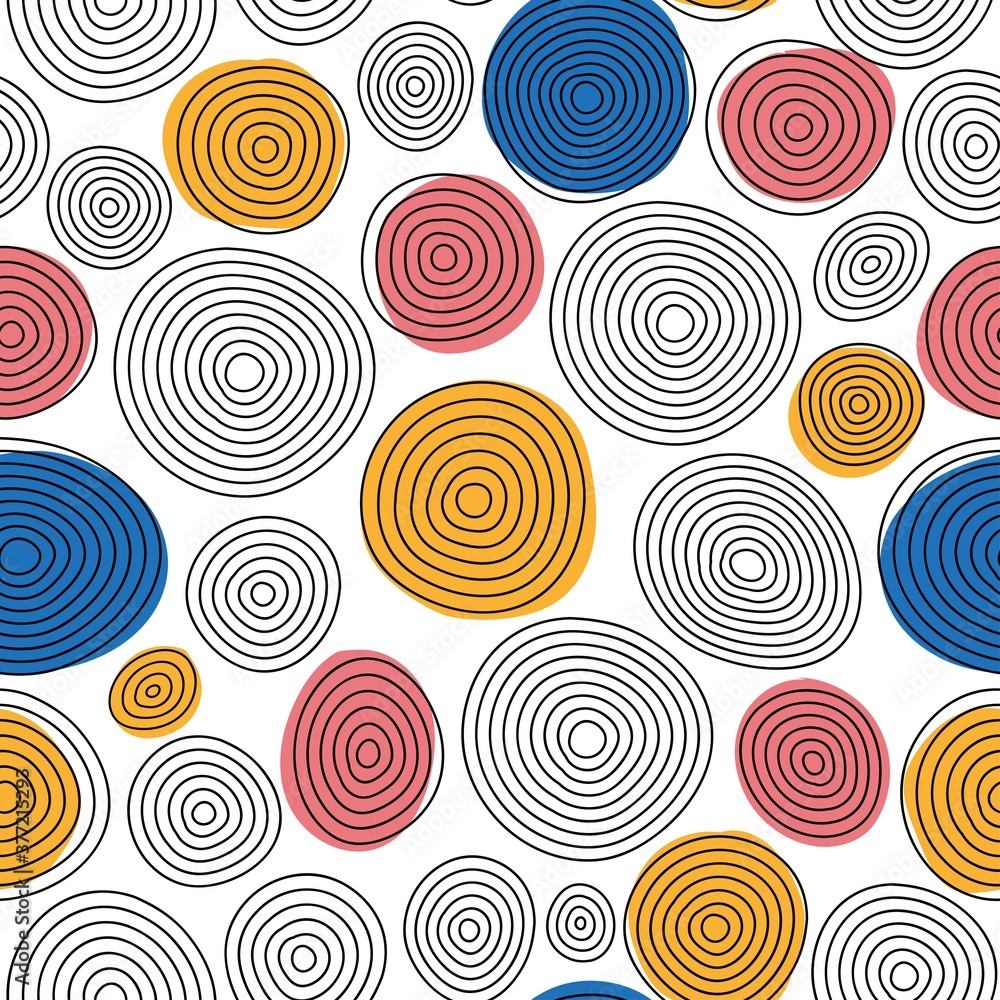 Vector seamless pattern with textures of ink circles. Pattern, abstract endless background with colorful spots. Design for decor on a white background. Vector seamless pattern with textures of ink circles. Pattern, abstract endless background with colorful spots. Design for decor on a white background.