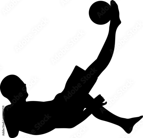 Beach soccer bicycle kick, overhead kick or scissors kick. Football vector illustration theme.