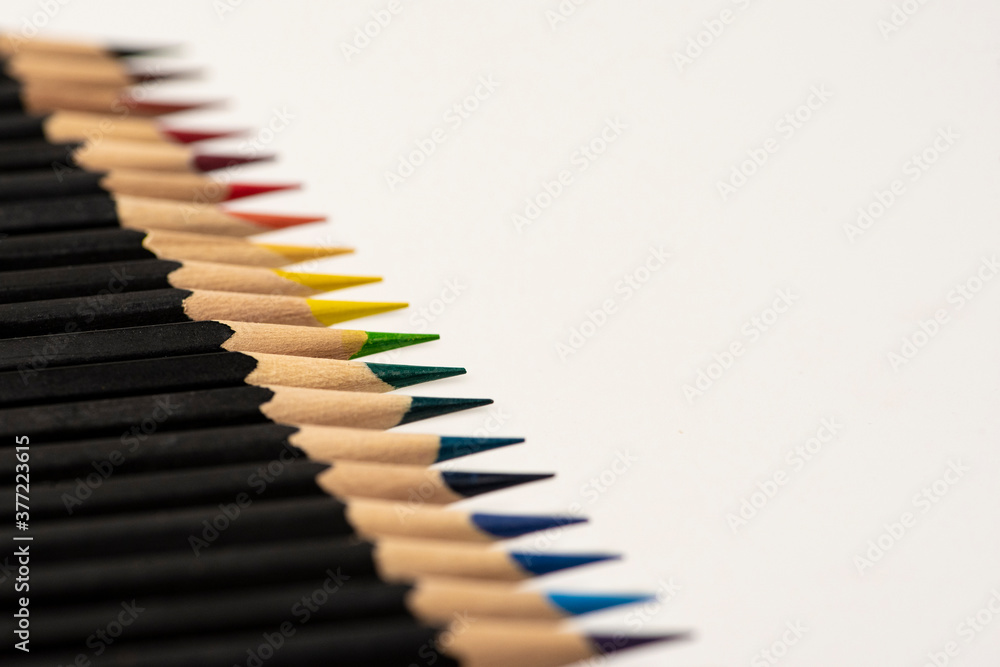 Colour pencils isolated on white background. Macro Colour pencils isolated on white background. Macro