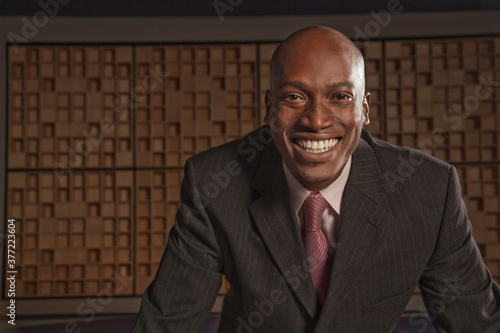 Smiling African American businessman photo