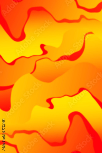 Abstract burning curved wave with blur effect for your design. Illustration with fiery curves lines. Wavy paper cut background. Burning fire waves.