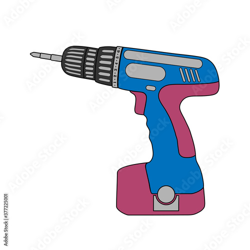 Battery screwdriver logo in vector.Cordless screwdriver vector illustration.