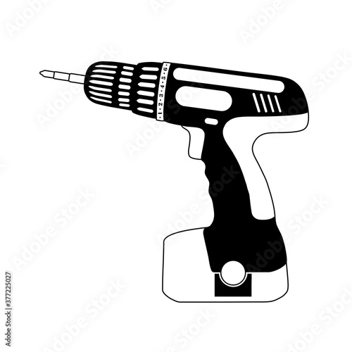 Battery screwdriver logo in vector.Cordless screwdriver vector illustration.