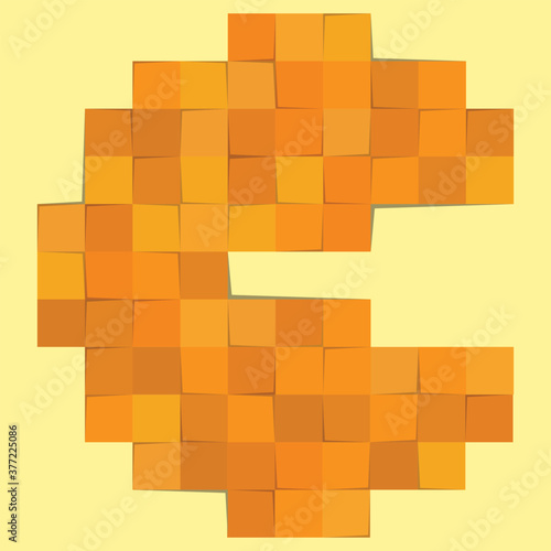 Canvas-taulu Pacman illustration in Pixel format, square-cut Patchwork in warm colors, EPS 10