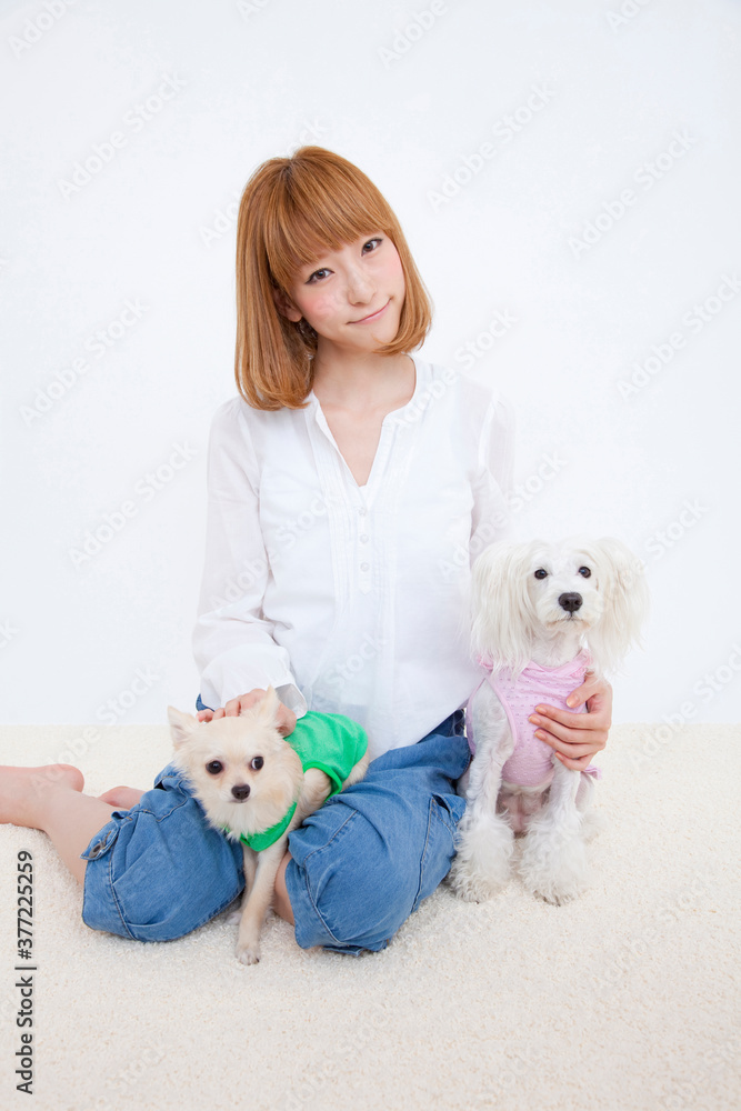 飼い犬と女性 飼い犬と女性