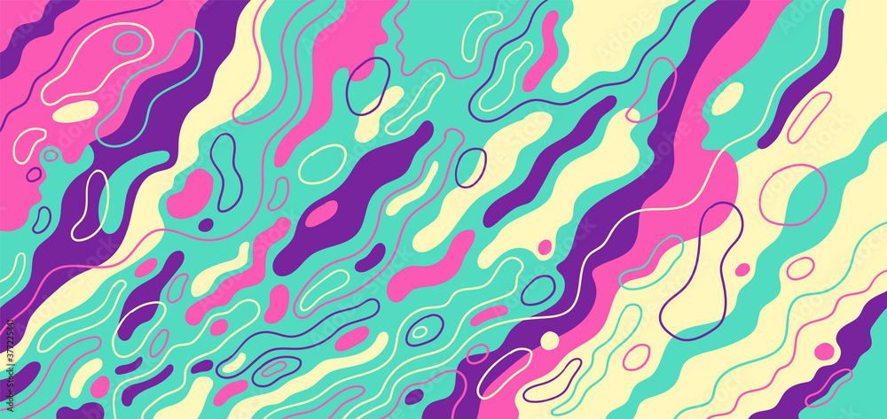 Colorful abstract wavy pattern design in retro style. Vector illustration.