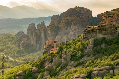 Close up picture of beatiful monastery on the rocks of Meteora