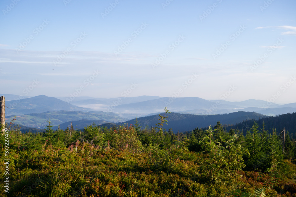 Obraz premium Beskid Wyspowy, Widok z Turbacza w Gorcach