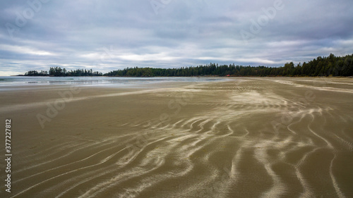 Long Beach views, beautiful natural wide sand beaches in Pacific Rim National Park, Vancouver Island, British Columbia, Canada
