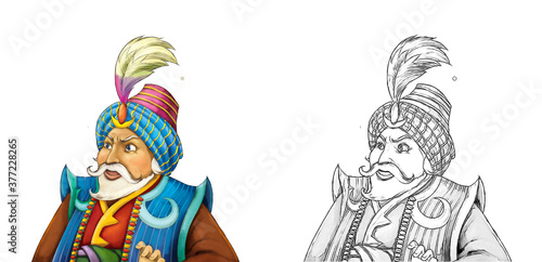 cartoon sketch scene with handsome prince illustration