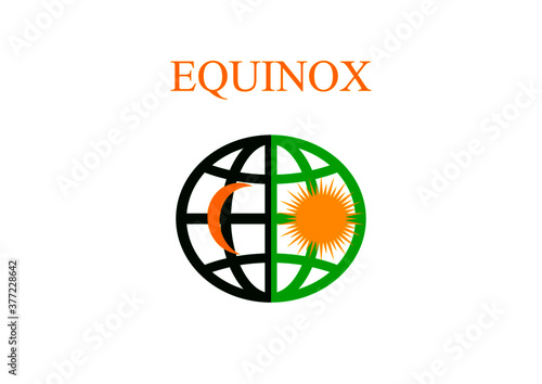 Day of the natural equinox of day and night. Summer solstice. Winter solstice. Equinox of sun and moon. Moving planets. Summer and winter are seasons. Calendar days. December. June. Vector.