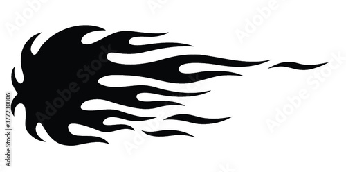 Classic tribal hotrod muscle car and motorcycle flame vector silhouette