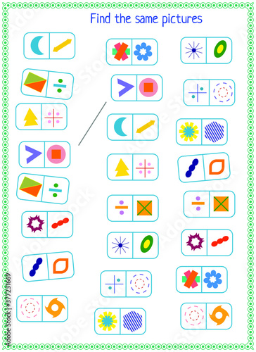 logic game for children. find and connect identical shapes