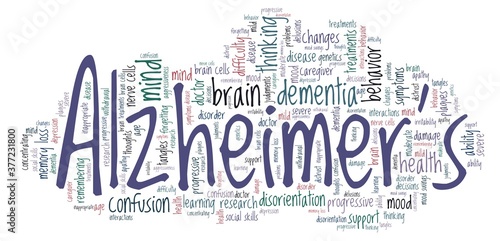 Alzheimer's disease vector illustration word cloud isolated on a white background.