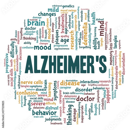 Alzheimer's disease vector illustration word cloud isolated on a white background.