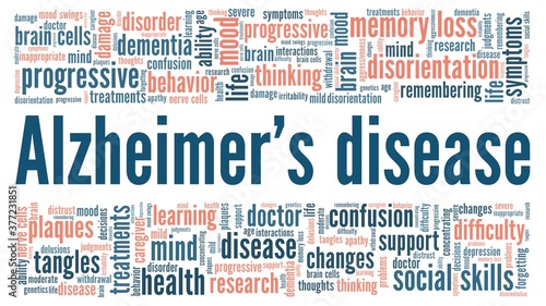 Alzheimer's disease vector illustration word cloud isolated on a white background.