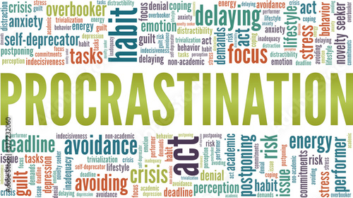 Procrastination vector illustration word cloud isolated on a white background.