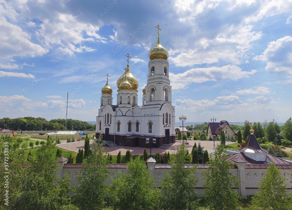 St. John's convent in the village of Alekseevka on the banks of the Volga river. Saratov region, Russia.