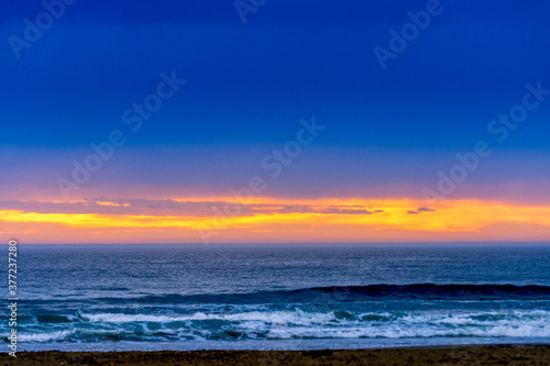 Panoramic sunset over ocean, beach, glow, sunset 