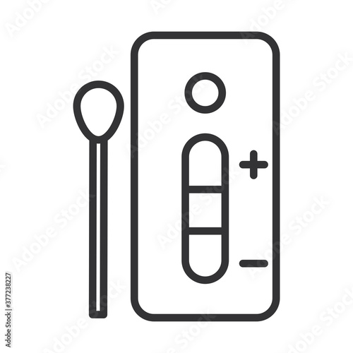 coronavirus covid19 diagnostics research, medical swab with rapid test line icon design