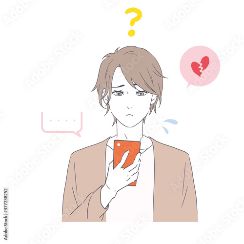 返信が途切れて心配する男性