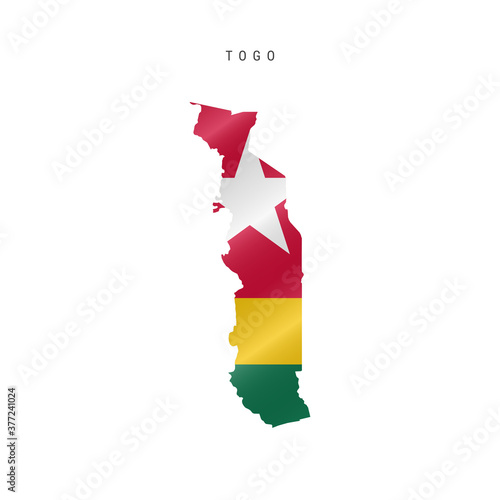 Waving flag map of Togo. Vector illustration