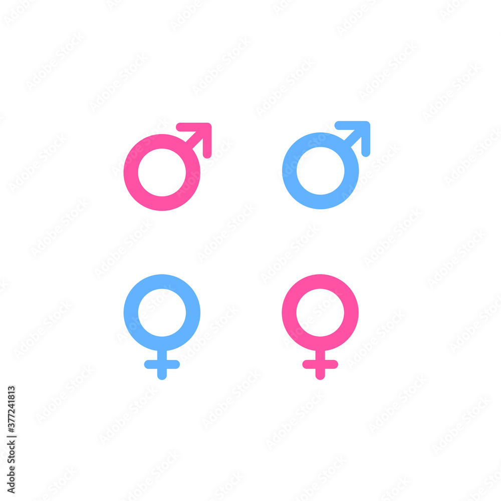 Set of female and male gender icons on white background, blue and red colors EPS Vector Set of female and male gender icons on white background, blue and red colors EPS Vector