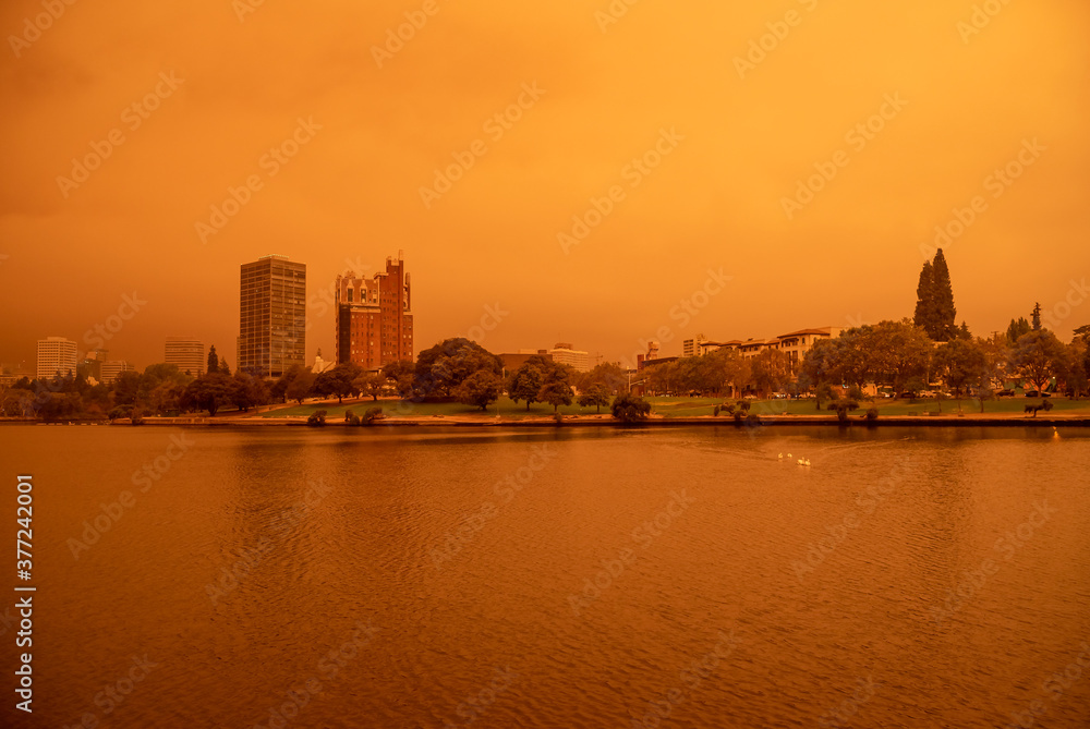 Oakland, California on September 09, 2020, at 12pm. Alameda County is among some of the biggest fires in the state, the CZU fire in Santa Cruz and the fire in the Lake Napa.
Oakland, California on September 09, 2020, at 12pm. Alameda County is among some of the biggest fires in the state, the CZU fire in Santa Cruz and the fire in the Lake Napa.